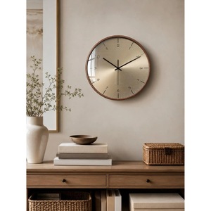 Horloge murale analogique en bois ronde, design minimaliste, silencieuse, décoration de salon - Product Image 5