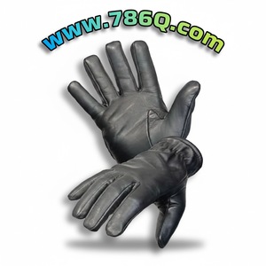 Cut Resistance Black Leather Tactical <b>Safety</b> Gloves for Racing for Motorcycle Use - Product Image 1