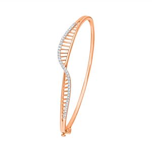 Rose Gold Lab Grown Diamond Wave Design <b>Bangle</b> <b>Bracelet</b> - Product Image 1