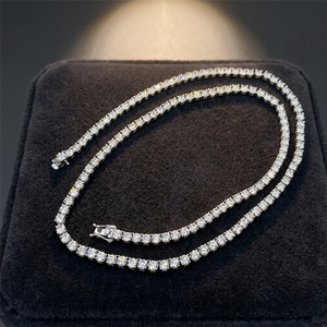 Pass Diamond Tester Hip Hop Jewelry Charms <b>Iced</b> <b>Out</b> 3mm Moissanite Rhodium Plated 925 Silver VVS Tennis <b>Chain</b> Wedding Necklaces - Product Image 4