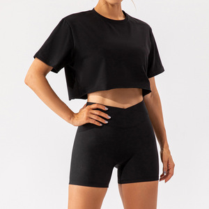 <b>Men</b> Cropped Top Short Sleeves Outdoor T-Shirt Soft Jersey Gym Fitness Training Outerwear Wicking Running Sport Yoga Quick Dry - Product Image 4