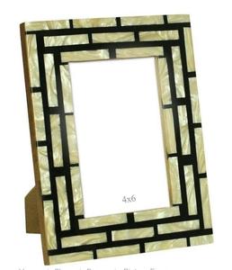Handmade Resin <b>Photo</b> <b>Frame</b> <b>Black</b> and Ivory Linear Inlay Rectangle Picture <b>Frame</b> for Home Office Decor - Product Image 4