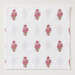 Hand Block Printed Cotton Fabric <b>Set</b> Pink Floral Motif White Base Buta Stripe Pattern Dress Material Kurta Suit Dupatta <b>Sewing</b> - Product Image 6