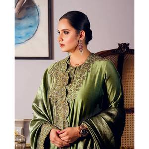 Designer <b>Silk</b> Salwar Kameez-Top Bottom and Dupatta-for Party Wear - Product Image 3