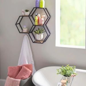 Stylish Sheesham Wood Hexagonal <b>Wall</b> <b>Shelf</b> - Modern Design | Aqdus Saleem - Product Image 1