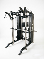 Support à squats robuste avec bras pivotants, poulie et système à double câble, machine Smith multifonctions