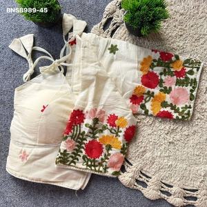 Colección de Blusas Elegantes de Diseño en Algodón Khadi con Bordado, Listas para Usar, Moda Femenina, Exportador - Product Image 1