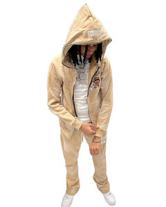 Conjunto de Sudadera con Capucha y Pantalones Anchos de Algodón 100% Personalizados con Estampado Puff y Serigrafía, Estilo Oversize, para Hombre - Última Colección - Product Image 1