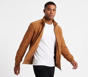 Wholesale Men's Genuine Calf Skin Leather Eco-Friendly Windproof Winter <b>Vintage</b> Tan <b>Bomber</b> <b>Jacket</b> Custom Casual Slim Fit Stand - Product Image 2