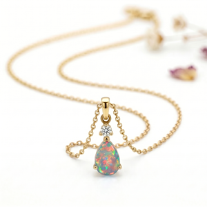 October Opal Drop <b>Necklace</b> Fine Pendants & Charms White Gold Pear Shape Dream Light Luxury Fine Jewelry <b>Statement</b> Gift Edition - Product Image 2