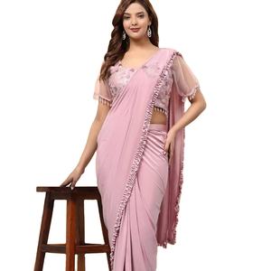 งานลําดับการปักผ้าไหม Chinon ของนักออกแบบล่าสุดพร้อมสวมผ้าสารีโดย Fab Zone - Product Image 1