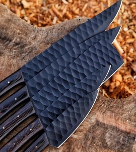 LEGACY BLADES 5-Piece Handmade Damascus Steel <b>Knife</b> <b>Set</b> Black Coated Straight Edge Wooden Handle Ambidextrous Design - Product Image 3