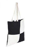 Sacs de courses en coton 100% à carreaux imprimés avec un design noir et blanc, réutilisables, tissés par un fabricant exportateur indien du Tamil Nadu