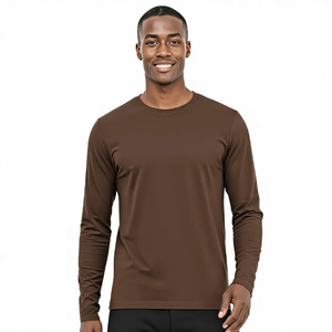 Camiseta Deportiva Casual de Manga Larga para Hombre, 100% Algodón, Secado Rápido, Corte Ajustado, Color Sólido, con Bolsillo, Tejido de Punto - Product Image 3