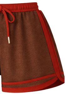 Brown Red Women Camisole And Shorts <b>Set</b> Summer Two Piece Outfit Cotton Blend Crop Top Mushroom Print Drawstring Shorts Casual - Product Image 5