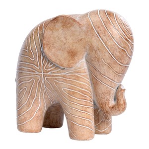 รูปปั้นช้างไม้จาโตบาทำมือพร้อมลวดลายฝัง - ขายส่ง - Product Image 2