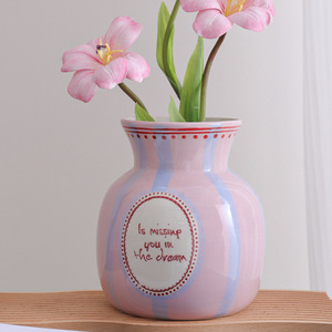 French Pastel Ceramic <strong>Vase</strong> Cute Hand-Painted Flower Jar <strong>for</strong> Home Decoration and Gifts - Product Image 3