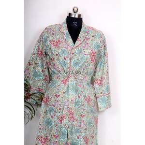 Chemisiers en coton élégants de style bohème pour femmes, chemisiers en coton faits à la main, imprimés de fleurs, robe chemise bohème, tenue de soirée, robe décontractée, chemisier en coton - Product Image 4