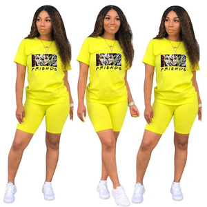 Summer Outfits Women t Shirt and Short <b>Sets</b> Summer 2 Two Piece Short <b>Set</b> Women Blank Biker Shorts <b>Sets</b> Custom Shorts for Women - Product Image 3