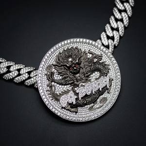 Collar con Colgante de Lujo para Hombre, con Moissanita y Diamantes de Imitación, Plata 925, Estilo Buss Down, Disco Grande Personalizado, Cadena con Colgante de Diamantes Baguette - Product Image 5