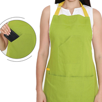 Tablier vert à poches, best-seller, en coton, lavable en machine, pour la cuisine et l'usage quotidien, style simple, unisexe
