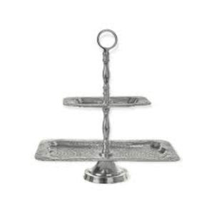 Moderno y Elegante Soporte de Metal de 2 Niveles con Textura Martillada, Perfecto para Exhibir Cupcakes, Pasteles o Frutas Decoradas, en Oferta - Product Image 2