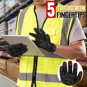 Guantes de Trabajo Profesionales Resistentes, Palma de Cuero Sintético Acolchada, Protección para los Nudillos, Guantes de Protección para Mecánicos, Seguridad Industrial - Product Image 3