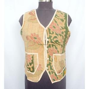 Handcrafted Boho Vintage <b>Kantha</b> printed Cotton Vest for Women handmade Sleeveless <b>Jacket</b> with Multicolor for Winter - Product Image 1