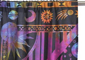 Cortinas de Ventana con Diseño de Mandala Hippie, Estilo Indio, Tie Dye, Bohemio, Sol y Luna, para Dormitorio, Sala de Estar, Balcón, Color Morado - Product Image 3