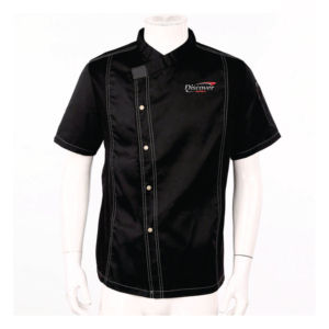 Découvrez les vestes de chef unisexes Impex en polyester et coton, uniformes de restaurant et de bar, fermeture à boutons, noir - Product Image 2