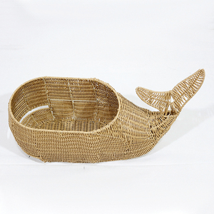 Panier de rangement multifonction en rotin tressé fait main, écologique, style minimaliste rond pour l'organisation et l'embellissement du salon - Product Image 4