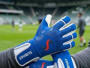 Guantes de Portero de Fútbol SUBHAY, Azul y Blanco, Dedos Completos, Antideslizantes, Transpirables, Correa de Muñeca Ajustable, Unisex, Equipo Deportivo - Product Image 2