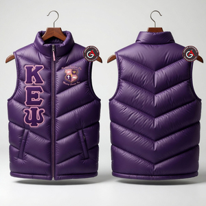 Kapa Epsilon Psi Premium haute qualité logo personnalisé impression vêtements d'hiver hommes veste sans manches Services OEM fermeture éclair gilet bouffant - Product Image 1