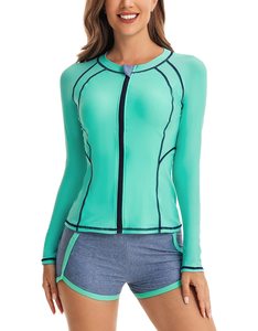 Long Sleeve <b>Surf</b> Rash Guard Two Pieces <b>Swimsuit</b> for Women Rush Guard <b>Swimsuit</b> Back Zip 2-piece Rash Guard - Product Image 1