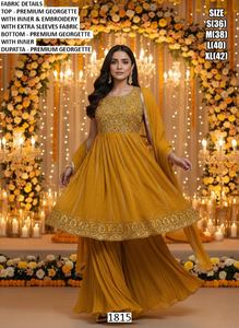 Dupatta Mehreen Bhandhani, Sharara florale, longueur au sol, tenue de fête traditionnelle pour femmes, séchage rapide, pour toutes les saisons - Product Image 3