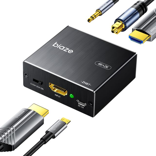 Biaze 4K for Metal Audio Extractor Splitter with Toslink SPDIF AUX 3.5mm Jack for Fire Stick & Blu-Ray Player