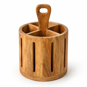 Aqdus Saleem – Organisateur de cuisine rectangulaire en bois fait main avec poignée, style Mid-Century Modern – Vente en gros - Product Image 1