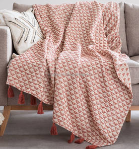 Manta de invierno Jacquard de algodón 100%, manta tejida bordada con mechones para decoración del hogar, sala de estar, venta al por mayor - Product Image 6