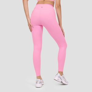 Pink High Waist <b>Seamless</b> <b>Leggings</b> Full Length Sporty Style Knitted Spandex Nylon Stretch Solid Color Women's <b>Leggings</b> - Product Image 4