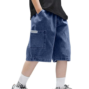 Shorts en jean OEM vintage délavés unisexe coupe ample streetwear avec logo personnalisé et poches cargo – Vente en gros - Product Image 1