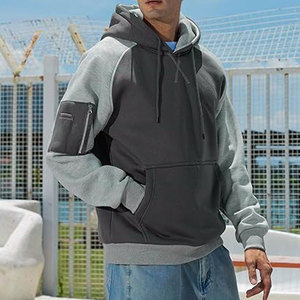 Sweat-shirts à capuche pour hommes, pull-over à blocs de couleur, manches longues, en polaire, personnalisés, 100% polyester, doux, chauds et confortables - Product Image 5