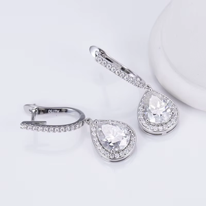 Pendientes de Diamantes con Corte de Pera para Mujer, Clásicos de Plata, Joyería de Boda, Color G, Piedras Cultivadas en Laboratorio - Product Image 2