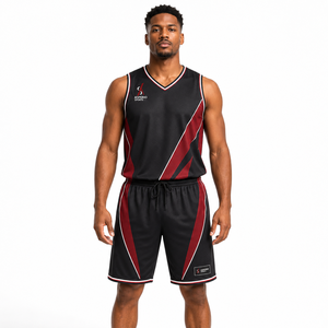Tenue de sport d'entraînement de basketball unisexe respirante imprimée à séchage rapide, ensemble personnalisable avec logo, réversible, fabriquée en uniformes - Product Image 1