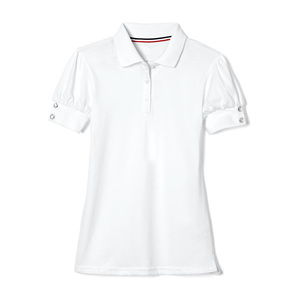 Uniforme scolaire pour filles, polo décontracté à manches courtes bouffantes, boutons en strass, tricoté, 100% coton, écologique, séchage rapide - Product Image 3