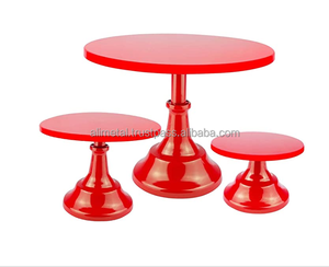 Bộ 3 Đế Bánh Đỏ Đặt Bàn Đặt Bánh Cupcake Kim Loại Giá Trưng Bày Món Tráng Miệng Với Đế Cao Trang Trí Đĩa Phục Vụ Cho Bé - Product Image 1