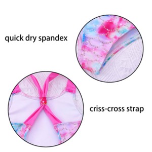 Traje de Baño de Una Pieza para Mujer con Estampado Tie Dye y Detalle de Pedrería, Cuello Redondo, Spandex, Poliéster Elástico - Product Image 4
