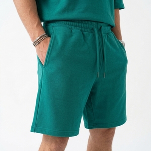 Wholesale Summer Casual Men's 2-Piece <b>T</b>-<b>Shirt</b> Shorts Set Solid Color Polyester/Cotton Breathable Comfortable Crew Neck - Product Image 2