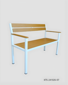 Modern Outdoor Patio <b>Bench</b> with Wooden Seat and Back Steel Frame Design for Garden Park Use - Product Image 2