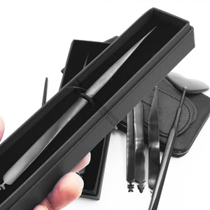 Pinzas Profesionales de Acero Inoxidable RMI para Extensión de Pestañas, Punta Recta, Color Negro Plasma / Estilo Inferior - Product Image 1