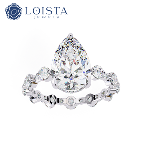 Bague solitaire en diamant de laboratoire pour femme en or jaune 9K 14K 18K, design moderne et luxueux, forme poire unique, bijou de fiançailles - Product Image 2